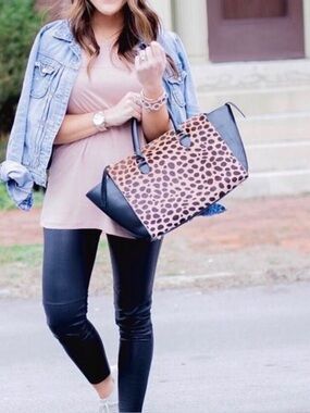 Clare V Leopard Sandrine Handbag Purse Calf Hair